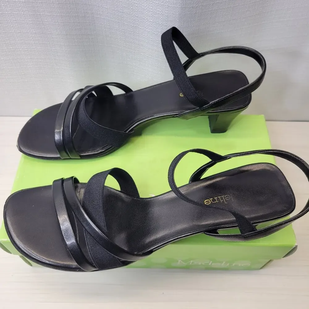 Madeline Stuart Scrabble Black Strappy Heeled Sandals, 9